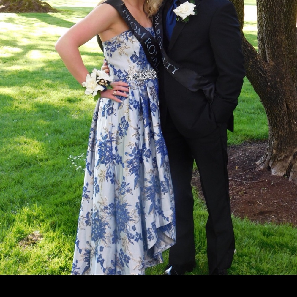 Blue Floral Prom Dress